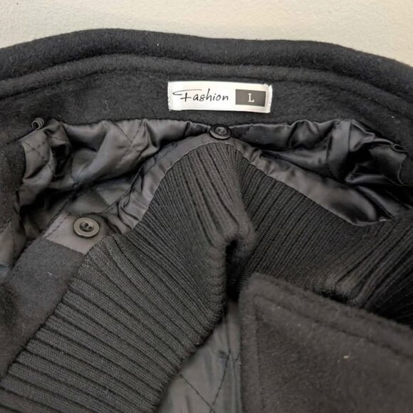 Men's Winter Pea Coat Large Slim Fit Single Breasted Short Jacket Woolen Blend - Picture 4 of 6